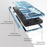  Dành cho Samsung Galaxy Z Fold4 5G Vỏ điện thoại gấp mạ điện tích hợp có bản lề (Màu xanh da trời) 