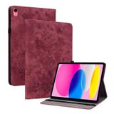  Dành cho iPad 10th Gen 10.9 2022 Bao da máy tính bảng dập hoa hồng hình bướm (Màu đỏ) 