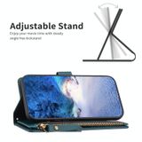  Đối với iPhone 15 Pro Max 9 khe cắm thẻ Zipper Wallet Leather Flip Phone Case (Màu xanh lá cây) 