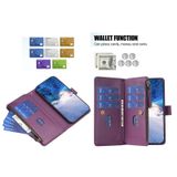  Dành cho iPhone 15 Pro 9 Khe cắm thẻ Zipper Wallet Leather Flip Phone Case (Màu tím đậm) 