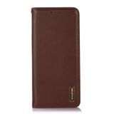  Dành cho iPhone 15 Pro Max KHAZNEH Nappa Top Layer Leather Phone Case (Nâu) 