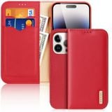  Dành cho iPhone 15 Pro DUX DUCIS Hivo Series Da bò + PU + Ốp điện thoại lật TPU (Màu đỏ) 
