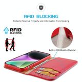  Dành cho iPhone 15 Plus DUX DUCIS Hivo Series Da bò + PU + TPU Flip Phone Case (Màu đỏ) 
