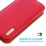  Dành cho iPhone 15 Plus DUX DUCIS Hivo Series Da bò + PU + TPU Flip Phone Case (Màu đỏ) 