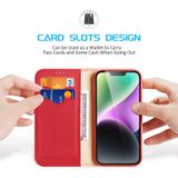  Dành cho iPhone 15 DUX DUCIS Hivo Series Da bò + PU + TPU Flip Phone Case (Màu đỏ) 