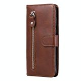  Dành cho iPhone 15 Plus Fashion Calf Texture Zipper Leather Case (Nâu) 