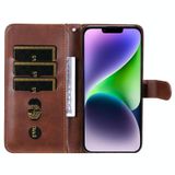  Dành cho iPhone 15 Plus Fashion Calf Texture Zipper Leather Case (Nâu) 