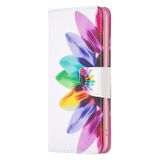  Dành cho iPhone 15 Vỏ điện thoại bằng da có hoa văn vẽ màu (Hoa hướng dương) 