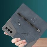  Dành cho Samsung Galaxy Z Fold5 Bao da điện thoại nắp gập GKK Armor có khe cắm bút (Kết cấu vải) 