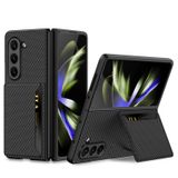  Dành Cho Samsung Galaxy Z Fold5 Bao Da Điện Thoại Siêu Mỏng GKK Có Khe Cắm Thẻ (Kết Cấu Sợi Carbon) 