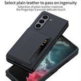  Dành Cho Samsung Galaxy Z Fold5 Bao Da Điện Thoại Siêu Mỏng GKK Có Khe Cắm Thẻ (Kết Cấu Sợi Carbon) 