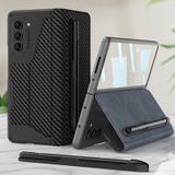  Dành cho Samsung Galaxy Z Fold5 5G GKK Screen Tempered Glass Film Armor Flip Bao da có khe cắm bút (Nâu) 