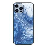  Dành cho iPhone 15 Pro Max Ốp điện thoại bảo vệ bằng kính hoa văn bằng đá cẩm thạch (Blue Ocean) 