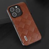  Dành cho iPhone 15 Pro ABEEL Weave Plaid PU Phone Case (Nâu) 