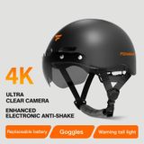  Foxwear V6 Pro 4K HD Anti-Shake Video Recorder Mũ bảo hiểm đi xe đạp thông minh, Size: 54-63cm (Trắng) 