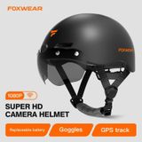  Foxwear V6S 1080P HD Video Recorder Mũ bảo hiểm đi xe đạp thông minh có GPS, Kích thước: 54-63cm (Đen) 