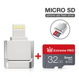  Bộ chuyển đổi thẻ nhớ MicroDrive 8pin sang thẻ TF Mini iPhone & iPad TF Card Reader, Dung lượng: 32GB (Bạc) 