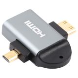  2 trong 1 Mini HDMI Nam + Micro HDMI Nam đến HDMI Bộ chuyển đổi đầu mạ vàng nữ 