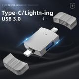  2 trong 1 USB 2.0 + USB 3.0 Nữ đến 8 pin + Bộ chuyển đổi OTG nam USB-C / loại C 