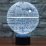  Death Star Style 3D Touch Switch Control Đèn LED, 7 màu Đổi màu Sáng tạo Đèn bàn Stereo Trực quan Đèn ngủ 