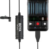  BOYA BY-DM2 USB-C / Type-C Micrô ngưng tụ Lavalier phát sóng với màn hình chắn gió cho điện thoại / máy tính bảng Android (Đen) 