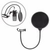  Hai lớp Micrô ghi âm Phòng thu Màn hình gió Pop Filter Mask Shield với Cánh tay ổn định Clip, Đối với Ghi âm trong Studio, Truyền hình Trực tiếp, Chương trình Trực tiếp, KTV, v.v. (Đen) 
