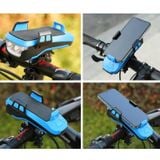  Đèn sạc USB cho xe đạp Đèn chiếu sáng tay lái phía trước ， với giá đỡ và còi điện ， Pin 2400mAh (Đỏ) 