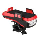  Đèn sạc USB cho xe đạp Đèn chiếu sáng tay lái phía trước ， với giá đỡ và còi điện ， Pin 2400mAh (Đỏ) 