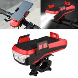  Đèn sạc USB cho xe đạp Đèn chiếu sáng tay lái phía trước ， với giá đỡ và còi điện ， Pin 2400mAh (Đỏ) 