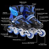  Oushen có thể điều chỉnh đầy đủ đèn flash cho trẻ em Bộ giày trượt patin bốn bánh lăn đơn, Kích thước: L (Hồng) 