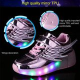  K02 LED Light Single Wheel Wing Roller Skating Shoes Giày thể thao, Size: 33 (Vàng) 