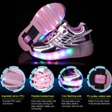  K02 LED Light Single Wheel Wing Roller Skating Shoes Giày thể thao, Size: 34 (Bạc) 