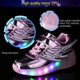  K02 LED Light Double Wheel Wing Roller Skating Shoes Giày thể thao, Size: 37 (Đen) 