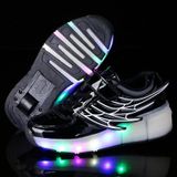  K02 LED Light Double Wheel Wing Roller Skating Shoes Giày thể thao, Size: 37 (Đen) 