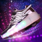  K02 LED Light Single Wheel Wing Roller Skating Shoes Giày thể thao, Size: 38 (Đen) 