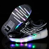  K02 LED Light Single Wheel Wing Roller Skating Shoes Giày thể thao, Size: 38 (Đen) 