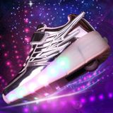  K02 LED Light Single Wheel Wing Roller Skating Shoes Giày thể thao, Size: 39 (Bạc) 