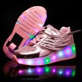  K03 LED ánh sáng đơn bánh xe cánh lưới bề mặt giày trượt patin Giày thể thao, Kích thước: 34 (Hồng) 