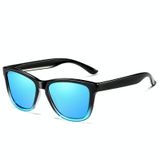  Unisex Retro thời trang Gọng nhựa UV400 Kính râm phân cực (Gradient Black + Blue) 