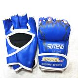  BONSEM Half Fingers Da PU Người lớn tập luyện Găng tay đấm bốc UFC (Xanh lam) 