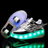 CD03 LED Double Wheel Wing Roller Skating Shoes, Size: 37 (Silver) 
