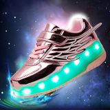  CD03 LED Double Wheel Wing Roller Skating Shoes, Size: 37 (Silver) 