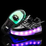  CD03 LED Double Wheel Wing Roller Skating Shoes, Size: 39 (Black) 