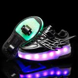  CD03 LED Double Wheel Wing Roller Skating Shoes, Size: 39 (Black) 
