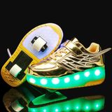  CD03 LED Double Wheel Wing Roller Skating Shoes, Size: 40 (Gold) 