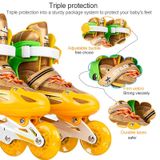  Trẻ em có thể điều chỉnh Đèn nháy đầy đủ Bộ giày trượt patin bốn bánh lăn đơn, Kích thước: S (Đỏ) 