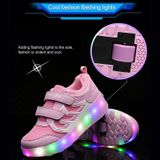  WS01 LED Light Ultra Light Mesh Surface có thể sạc lại Giày trượt băng lăn bánh đôi có thể sạc lại Giày thể thao, Kích thước: 35 (Xanh lam) 