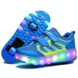  WS01 LED Light Ultra Light Mesh Surface có thể sạc lại Giày trượt băng lăn bánh đôi có thể sạc lại Giày thể thao, Kích thước: 35 (Xanh lam) 