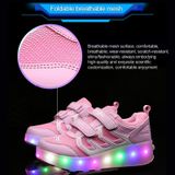  WS01 LED Light Siêu nhẹ Bề mặt lưới có thể sạc lại Giày trượt băng lăn bánh đôi có thể sạc lại Giày thể thao, Kích thước: 43 (Đen) 