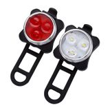  Hạt đèn COB 160LM Sạc USB Bộ đèn pha / đèn hậu xe đạp chống nước bốn tốc độ, Ánh sáng đỏ + trắng 650MA 